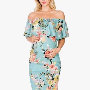 Off Shoulder Floral Maternity Dress